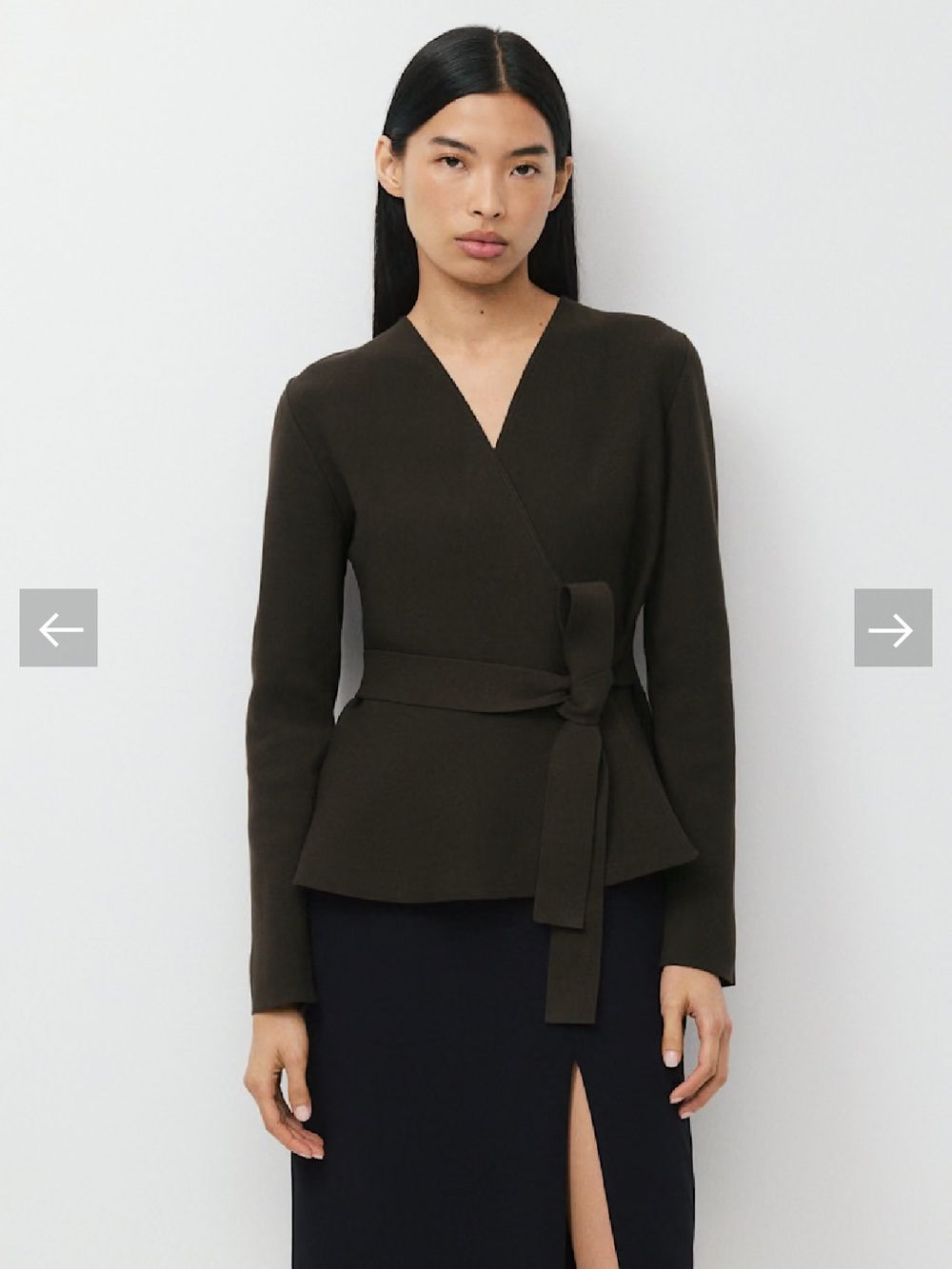 Aritzia Babaton commuter Wrap-Style Long Sleeve Peplum Top - XS